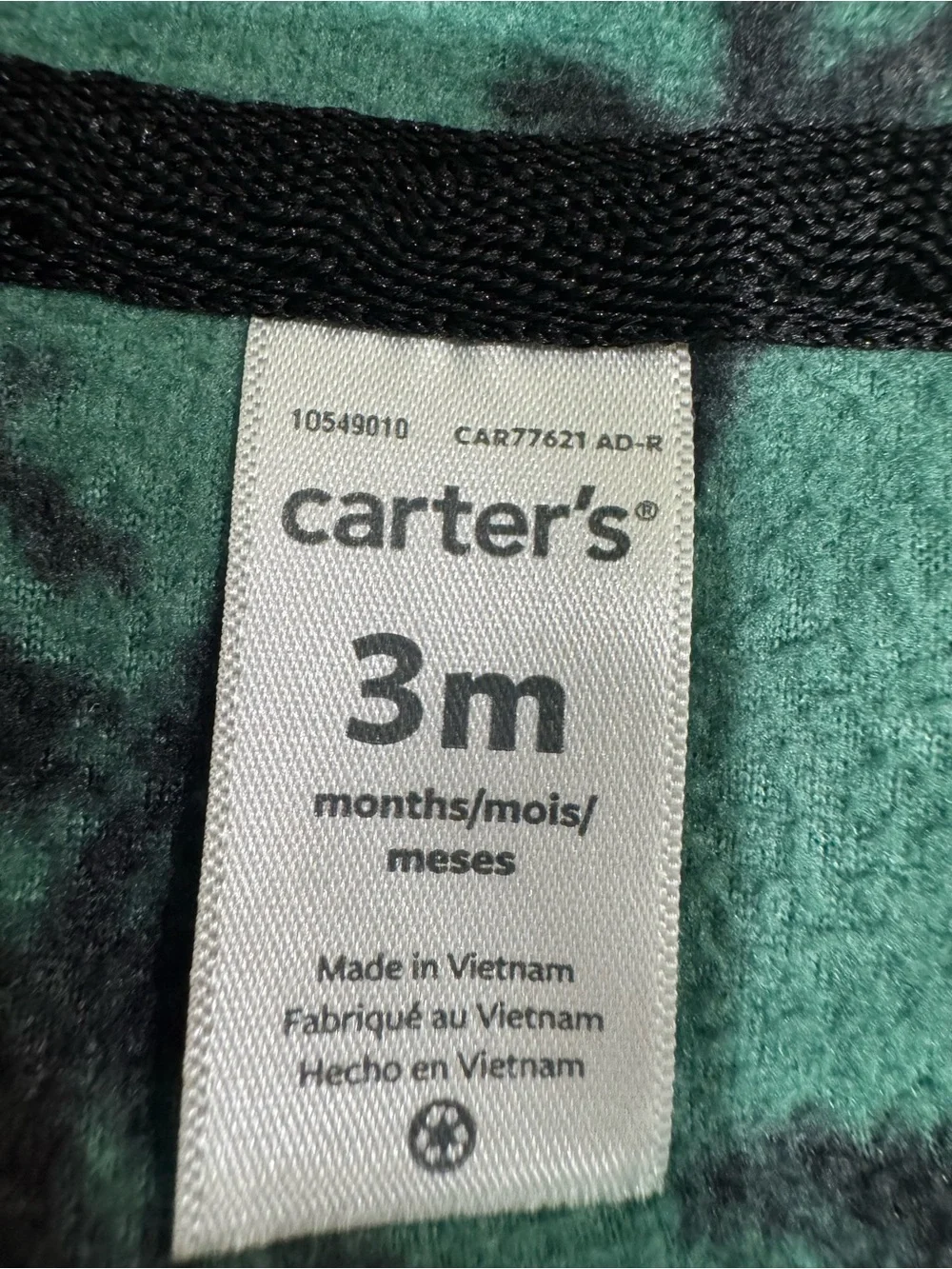 Carter's Baby 2 Pc Set 3M Hooded Forest Print Fleece One-Piece Navy Plaid Bundle